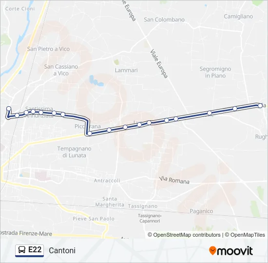 E22 Bus Line Map
