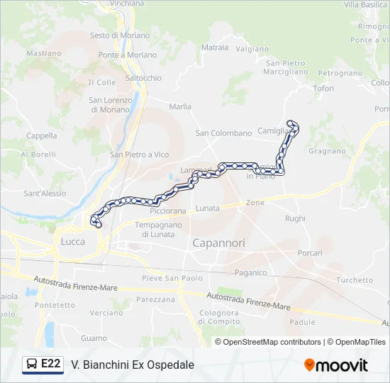 E22 Bus Line Map