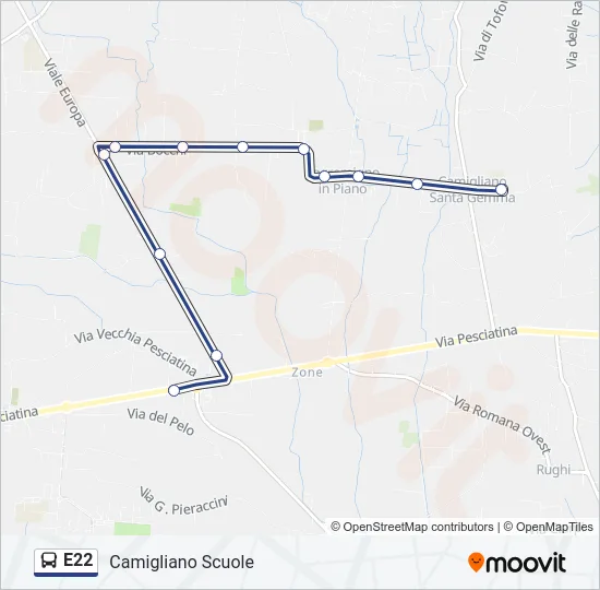 E22 Bus Line Map