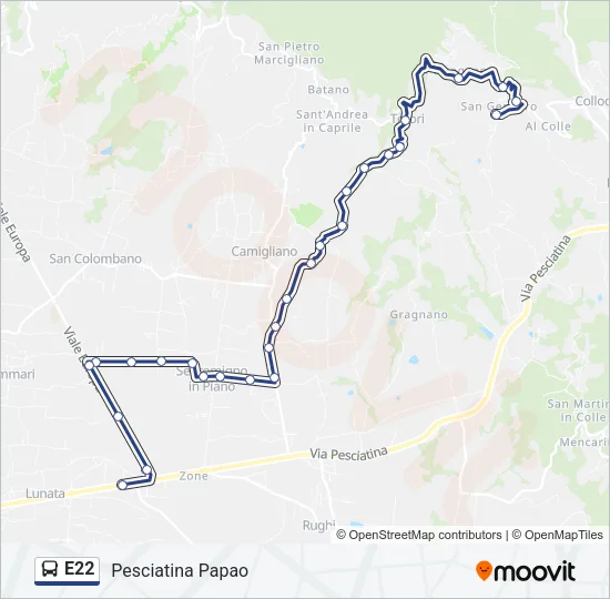 E22 Bus Line Map