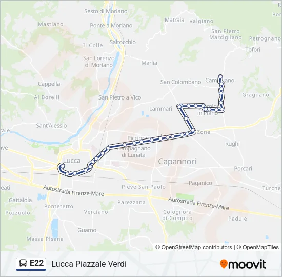E22 Bus Line Map
