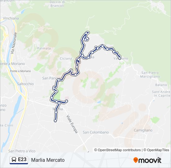 E23 Bus Line Map