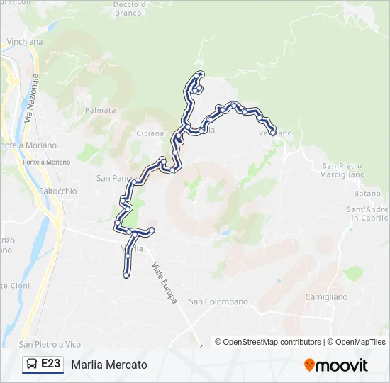 E23 Bus Line Map