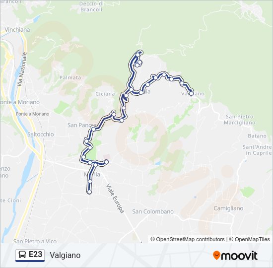 E23 Bus Line Map