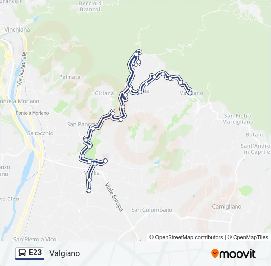E23 Bus Line Map