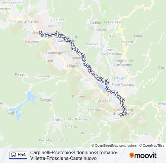 E54 Bus Line Map