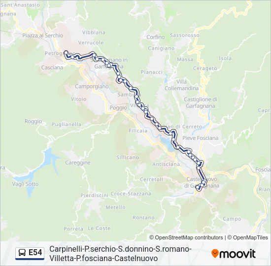 E54 Bus Line Map