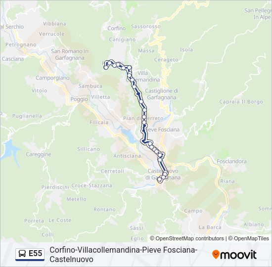 E55 Bus Line Map