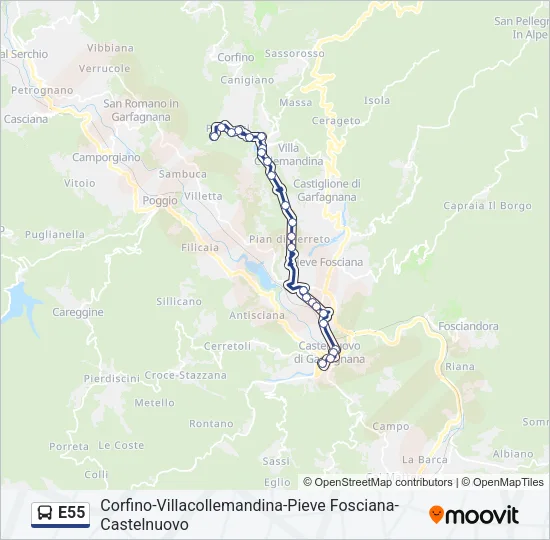 E55 Bus Line Map