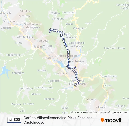 E55 Bus Line Map