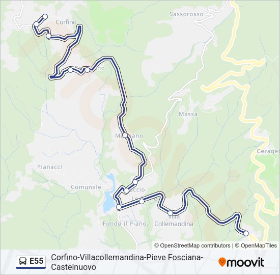 E55 Bus Line Map