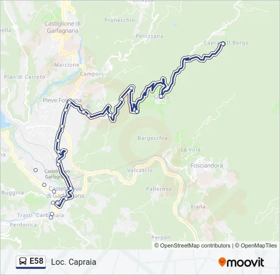 Percorso linea  E58