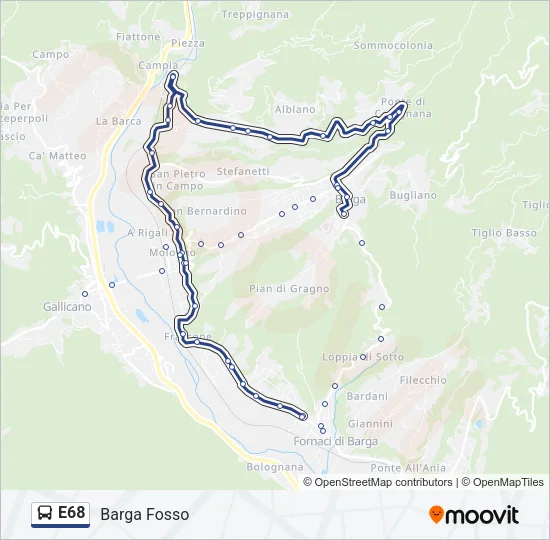 E68 Bus Line Map