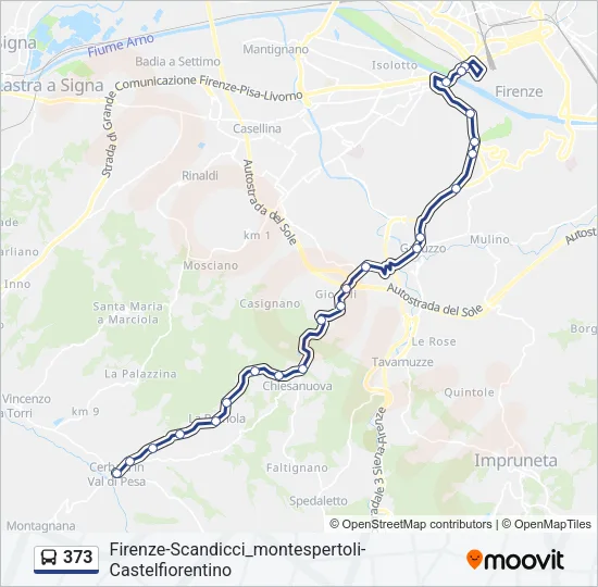 Percorso linea bus 373