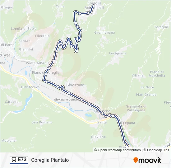 Percorso linea bus E73