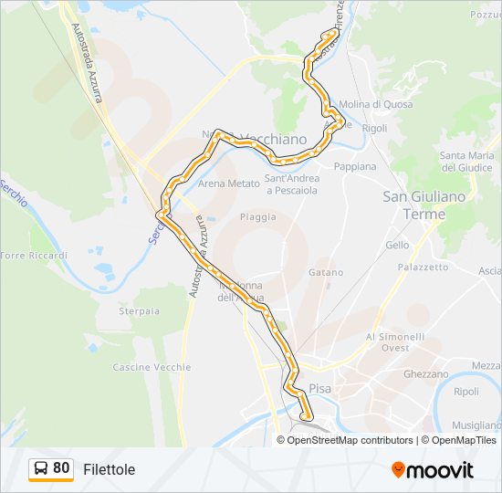 80 Bus Line Map
