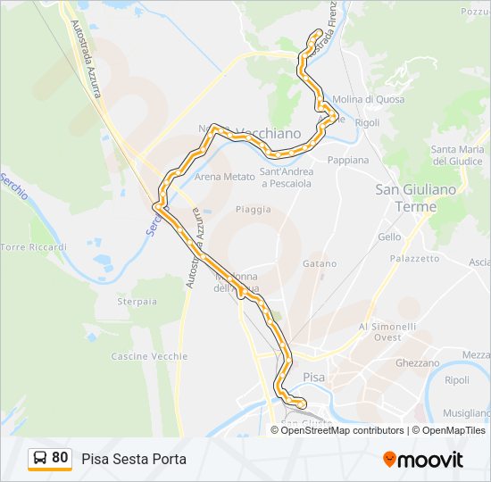80 Bus Line Map
