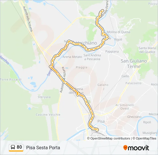 80 Bus Line Map