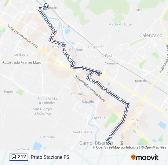 Percorso linea bus 212