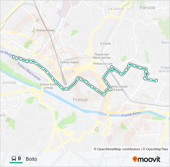 B Bus Line Map