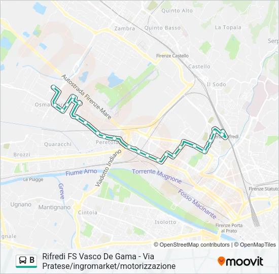 B Bus Line Map