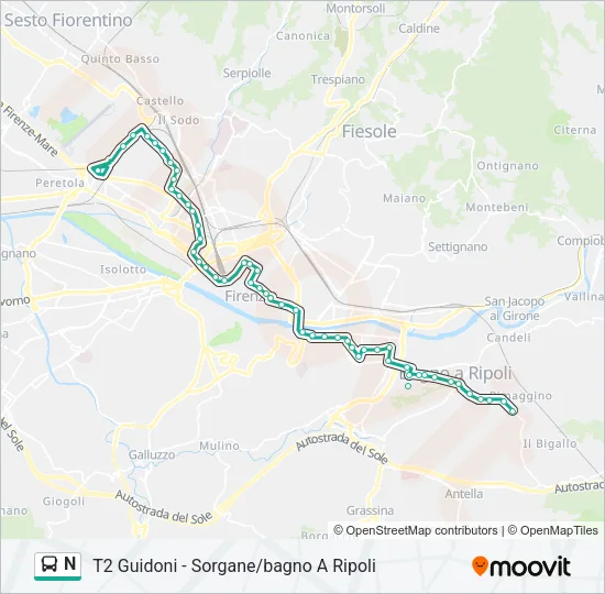 N Bus Line Map