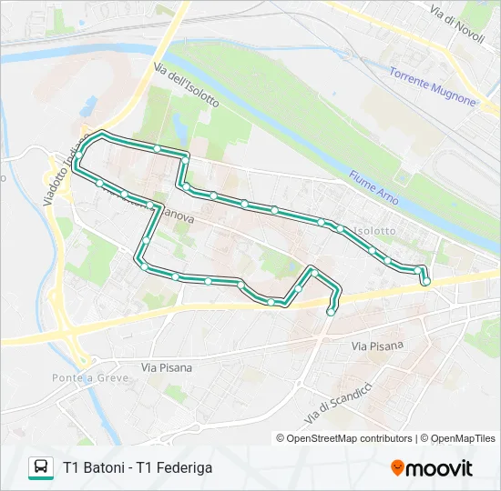 T1 BATONI - T1 FEDERIGA Bus Line Map