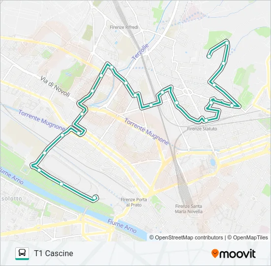 POGGETTO INGEGNERIA - T1 CASCINE CARLO MONNI  Line Map