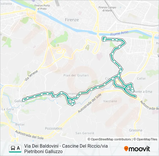 Percorso linea bus A