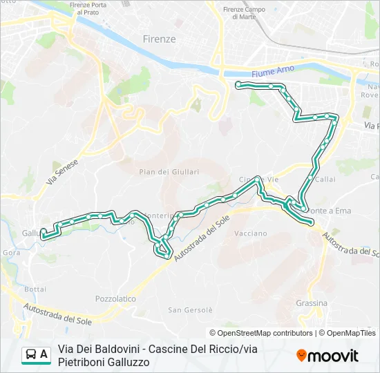 Percorso linea bus A