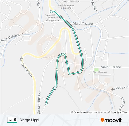 B Bus Line Map