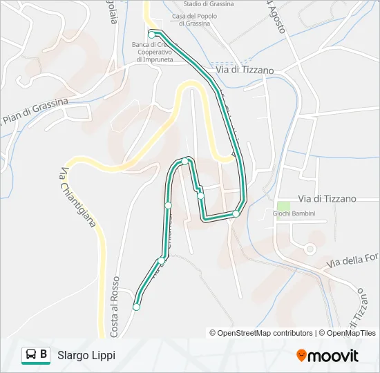 Percorso linea bus B