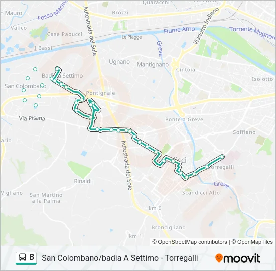 B Bus Line Map