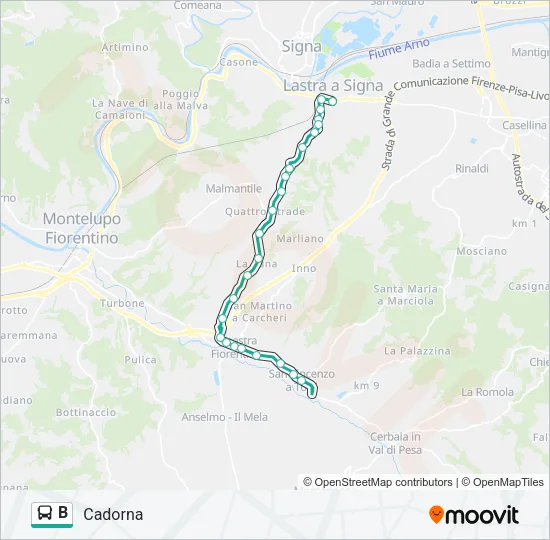 B Bus Line Map