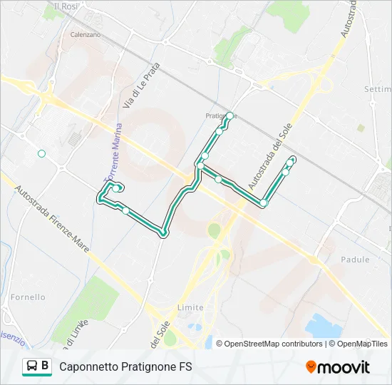 Percorso linea bus B