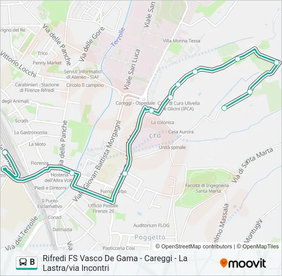 B Bus Line Map