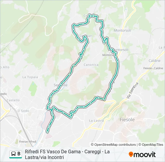 Percorso linea bus B