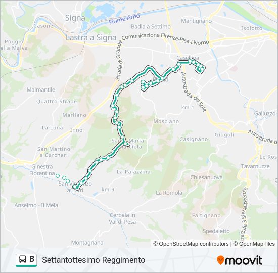 B Bus Line Map