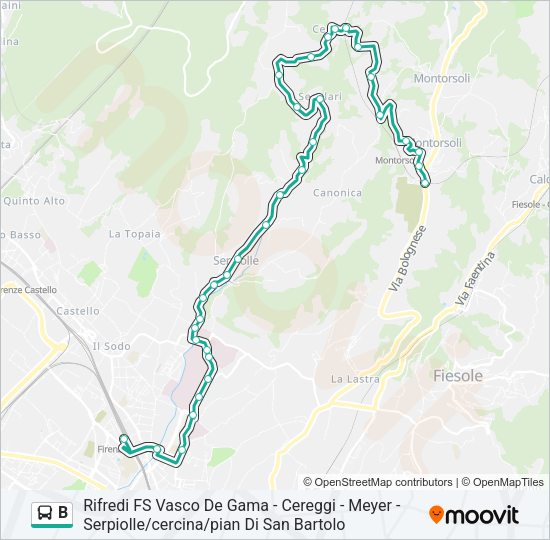 B Bus Line Map
