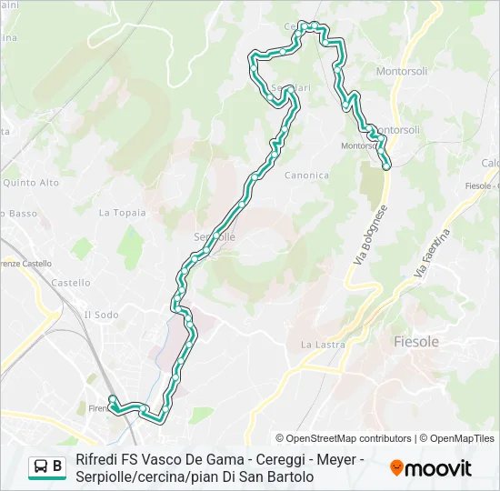 Percorso linea bus B