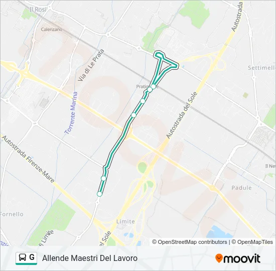 Percorso linea bus G