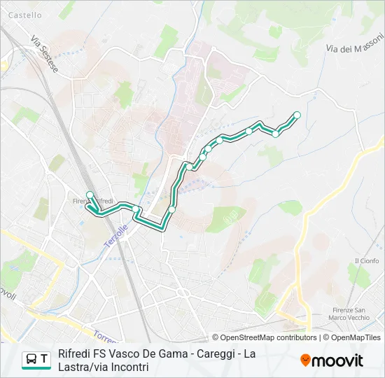 Percorso linea bus T