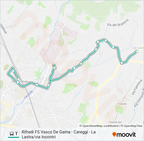Percorso linea bus T