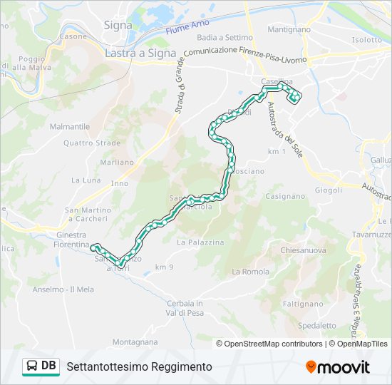Percorso linea bus DB