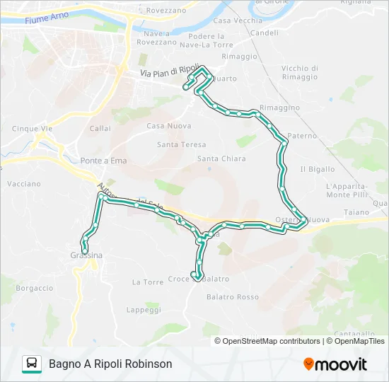 BAGNO A RIPOLI - GRASSINA Bus Line Map