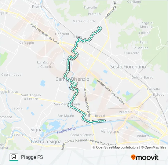 LE PIAGGE FS - CALENZANO CENTRO Bus Line Map