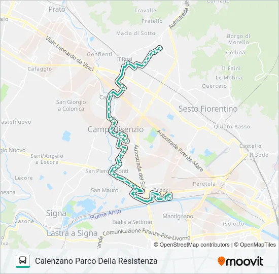 LE PIAGGE FS - CALENZANO CENTRO Bus Line Map
