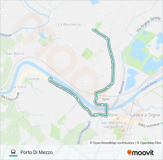 Percorso linea bus TORREGALLI - SIGNA/PORTO DI MEZZO