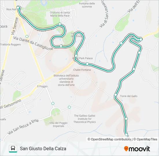 PORTA ROMANA - POGGIO IMPERIALE/PIAN DEI GIULLARI Bus Line Map