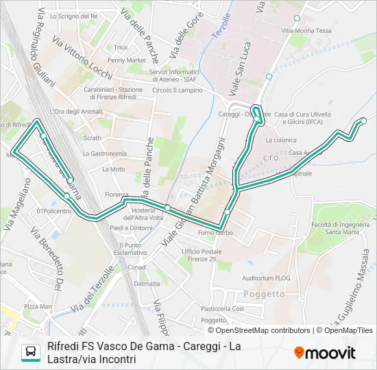RIFREDI FS VASCO DE GAMA - CAREGGI - LA LASTRA/VIA INCONTRI Bus Line Map